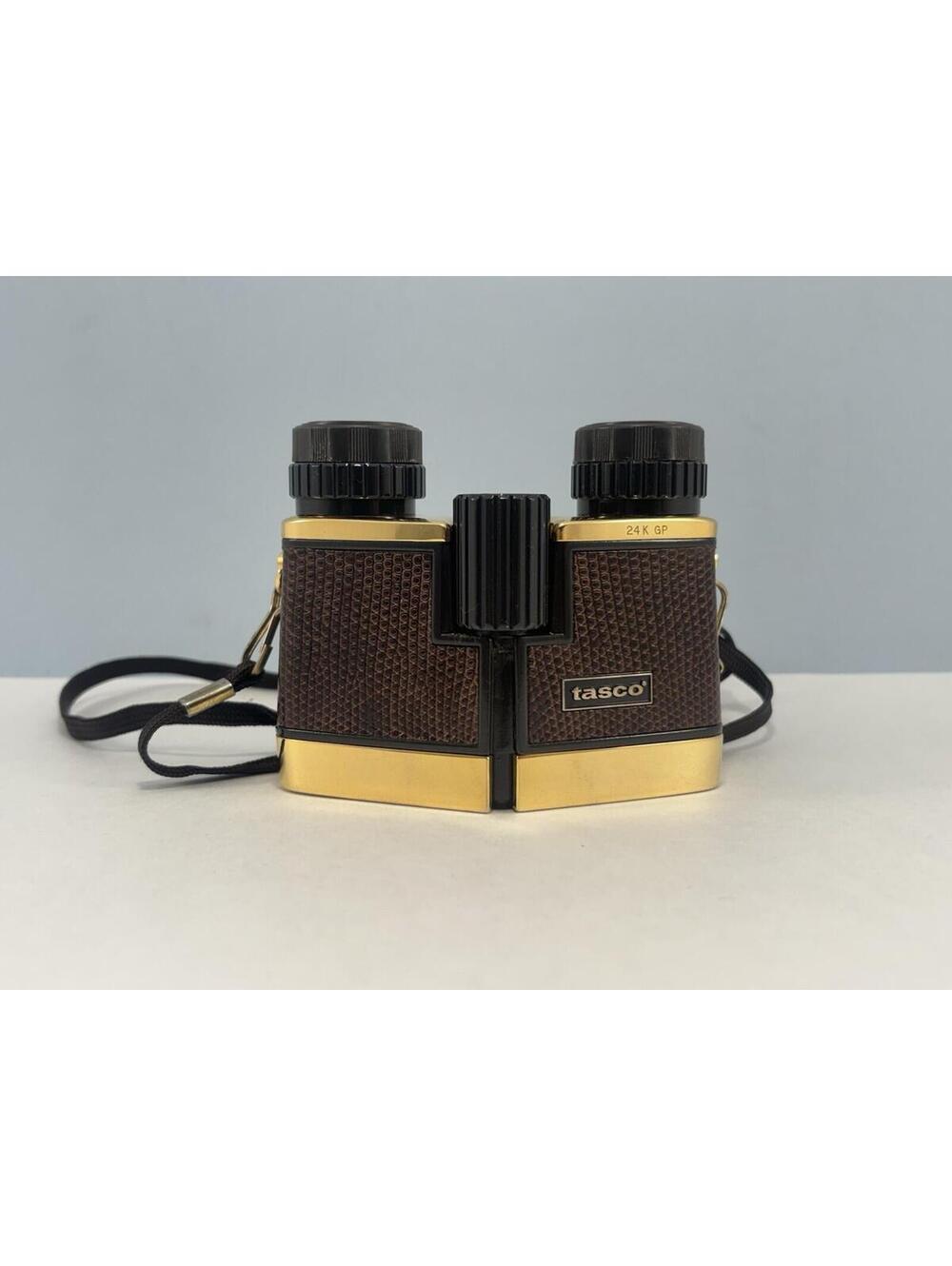 Vintage Tasco Binoculars 8 x 21 Model 180 24 Kt Gold Plated Bird Opera Snakskin